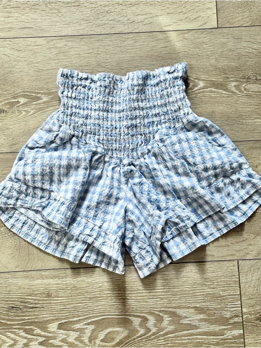 Sincerely Jules Gingham Plaid High Rise Ruffle Hem Shorts - Picture 5 of 13